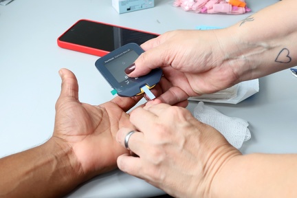 O teste de diabetes fez parte das ações de prevenção
