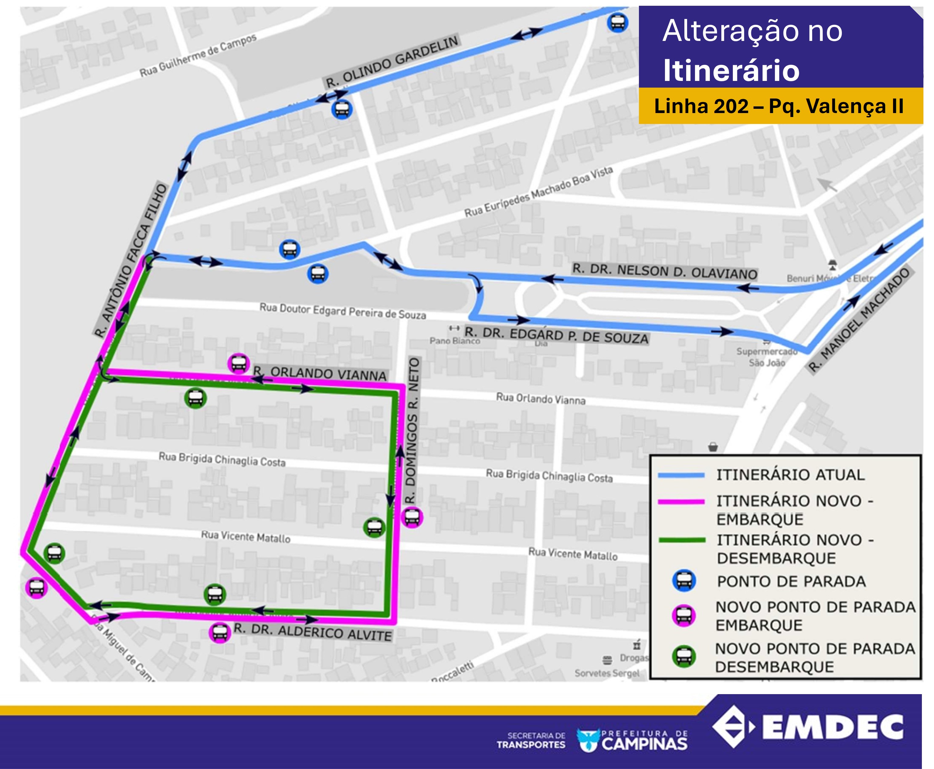 Atenção para o itinerário da Linha 202