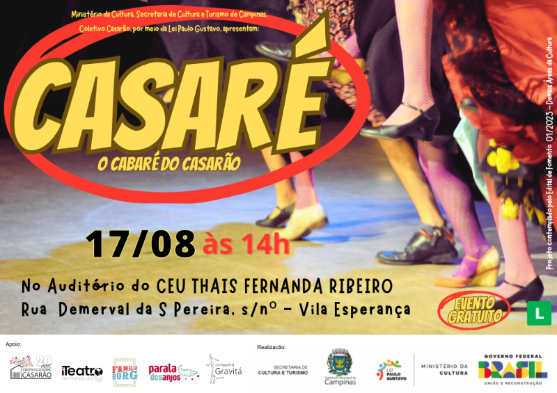 No dia 17, será no CEU Thais Fernanda Ribeiro