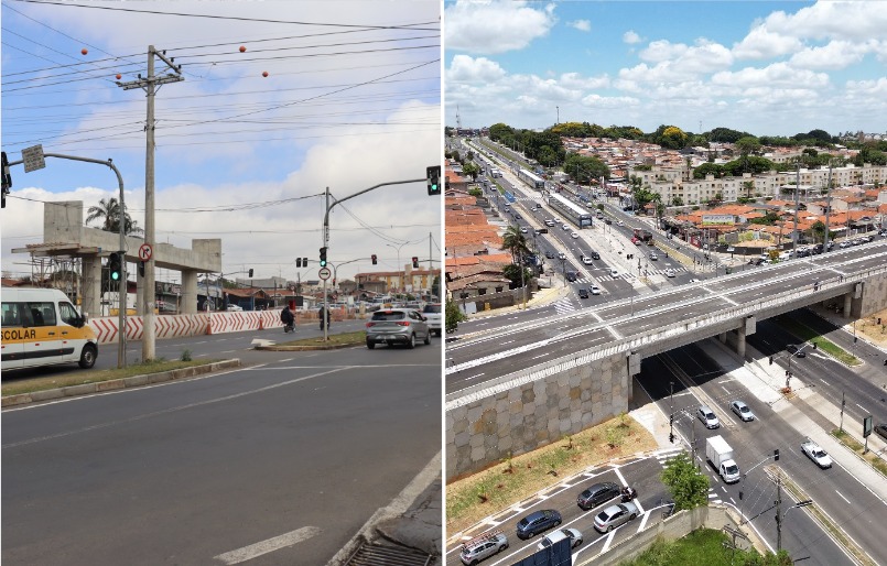 O antes e depois da avenida Transamazônica que também passou por transformação com a obra de infraestrutura