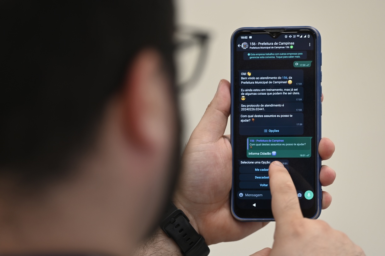 Rogério Capela WhatsApp do 156 foi atualizado para receber solicitações de todas as áreas da Administração