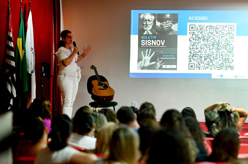 A responsável técnica pelo Sisnov, Juliana Bassul, durante apresentação