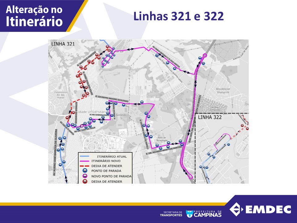 Mapa ilustra novos itinerários