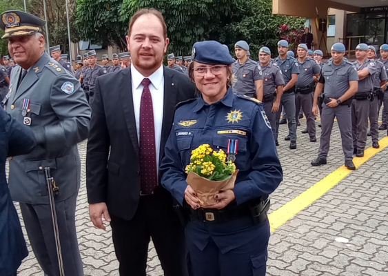 Secretário de Segurança e Comandante da GM durante a cerimônia