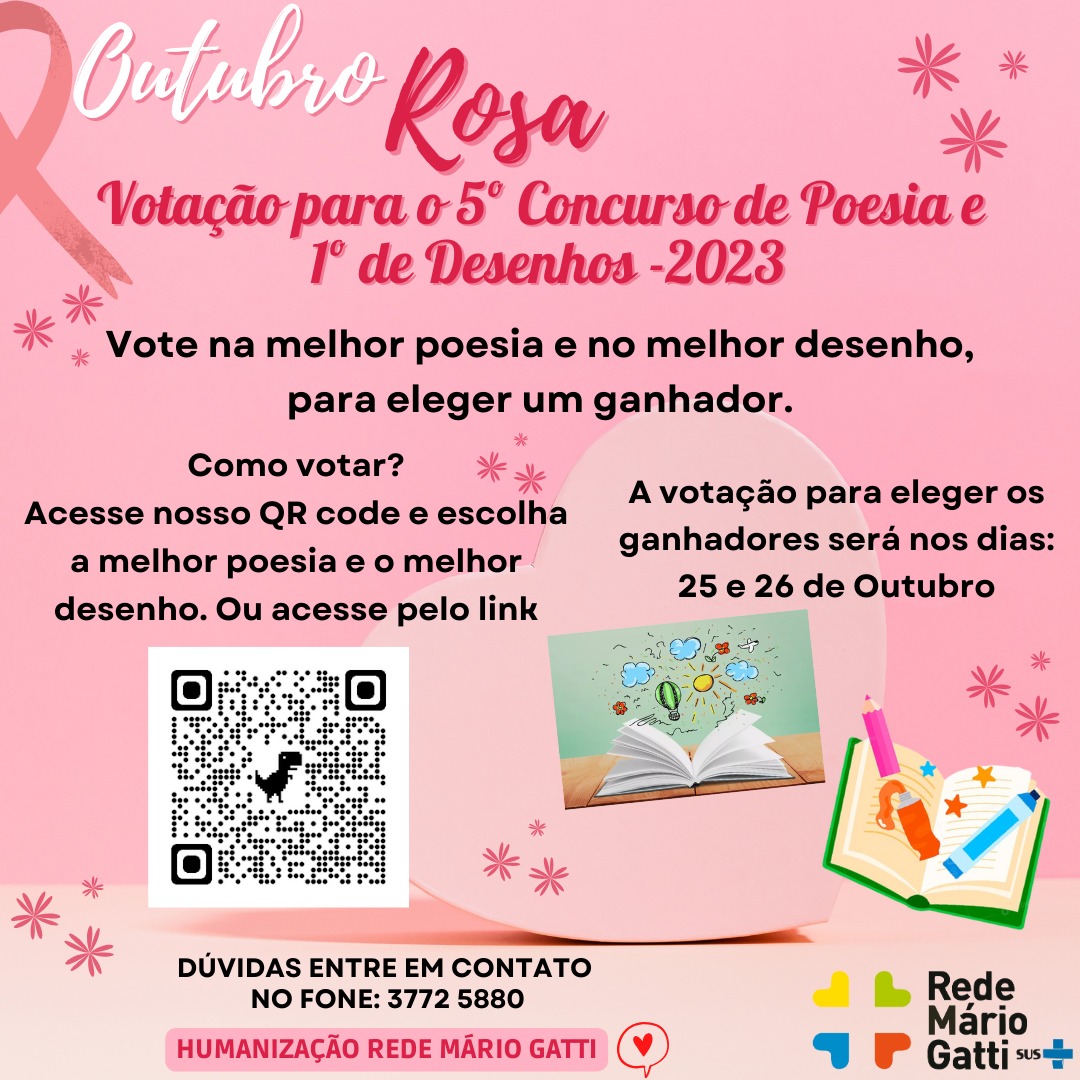 Cartaz sobre votação do concurso do Outubro Rosa da Rede Mário Gatti