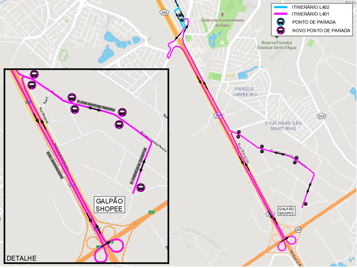 Mapa mostra itinerário da nova linha