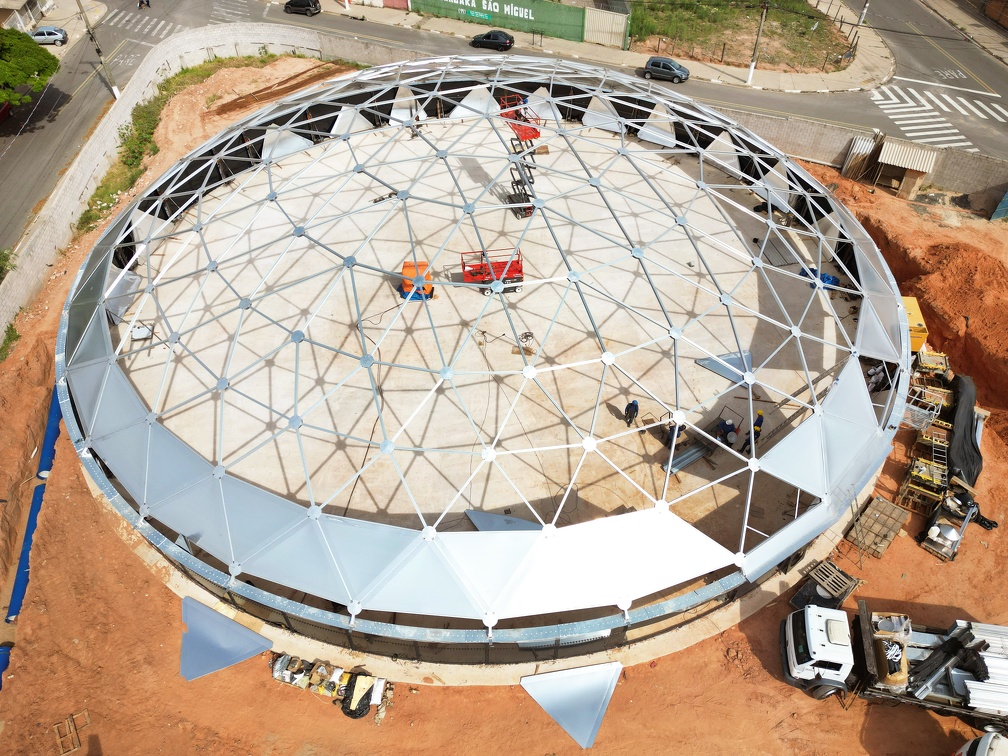 Registro de dezembro de 2023 da construção de uma unidade do Espaço do Amanhã no Campo Grande