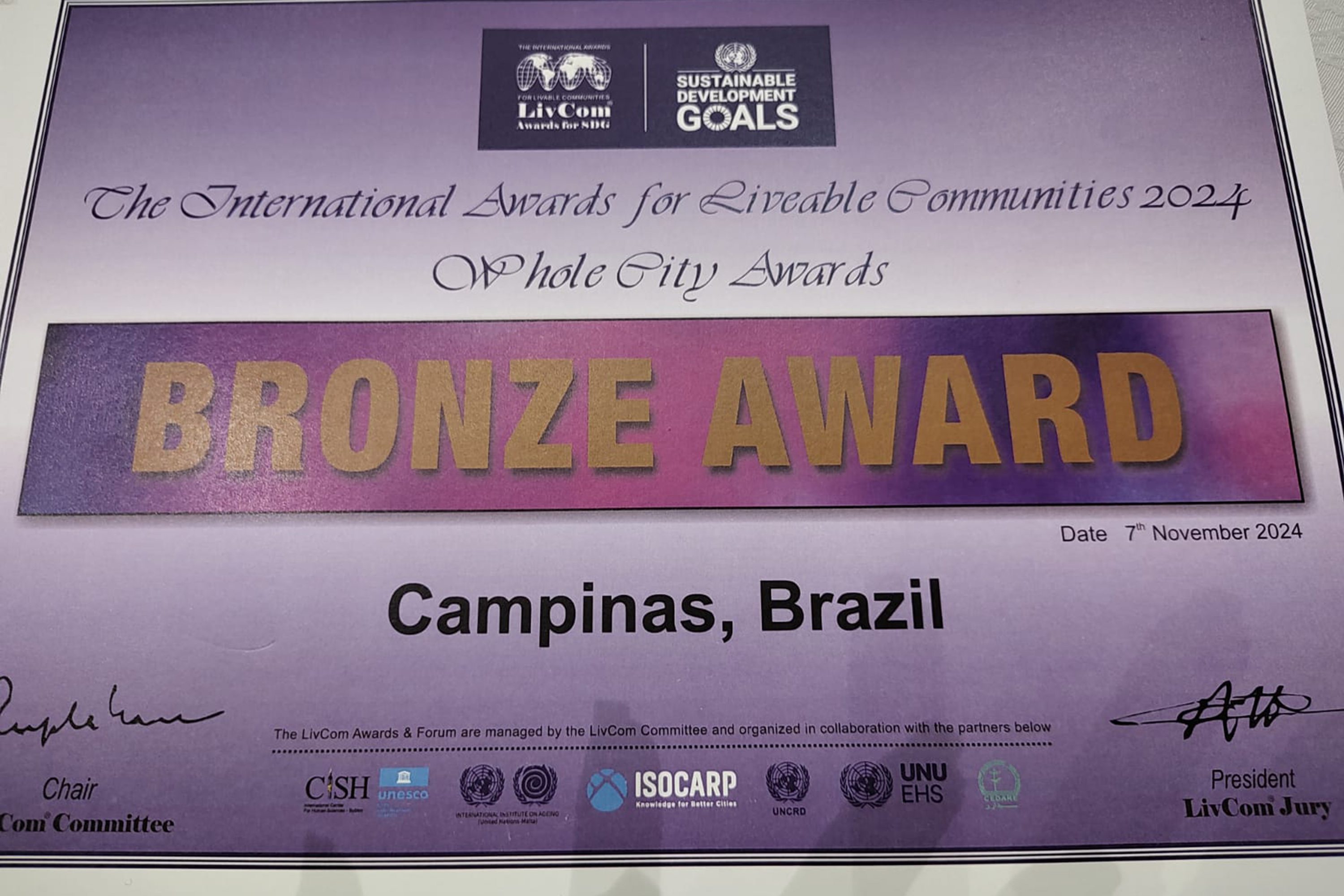 O LivCom Awards 2024 premia as melhores práticas internacionais relacionadas à gestão do meio ambiente e desenvolvimento local