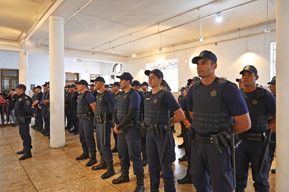 Guardas municipais no lançamento do programa Centro Mais Seguro, em outubro