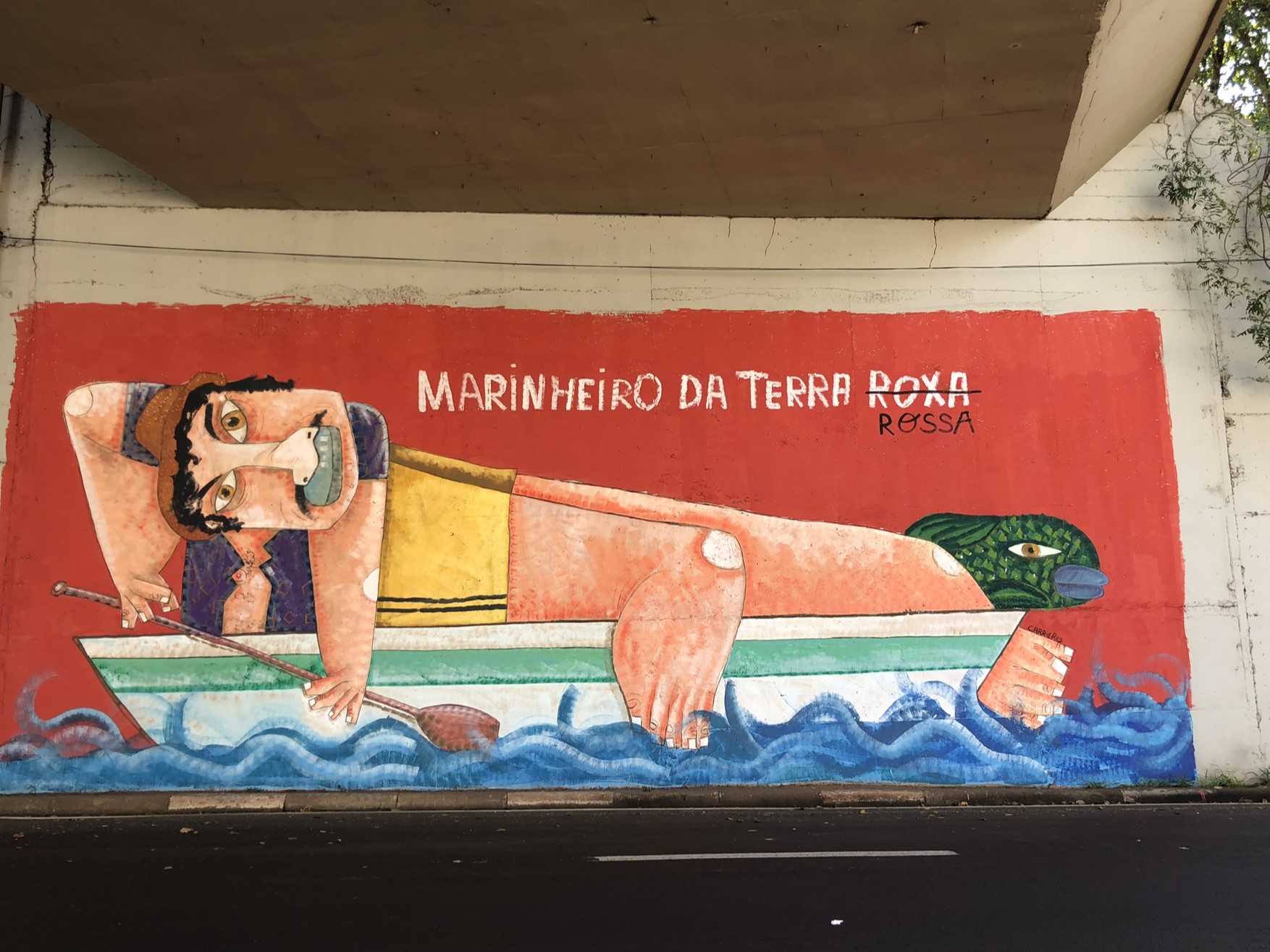 Mural na parede da avenida Barão de Itapura, na pista sentido Taquaral, sob o pontilhão da avenida Gov. Pedro de Toledo