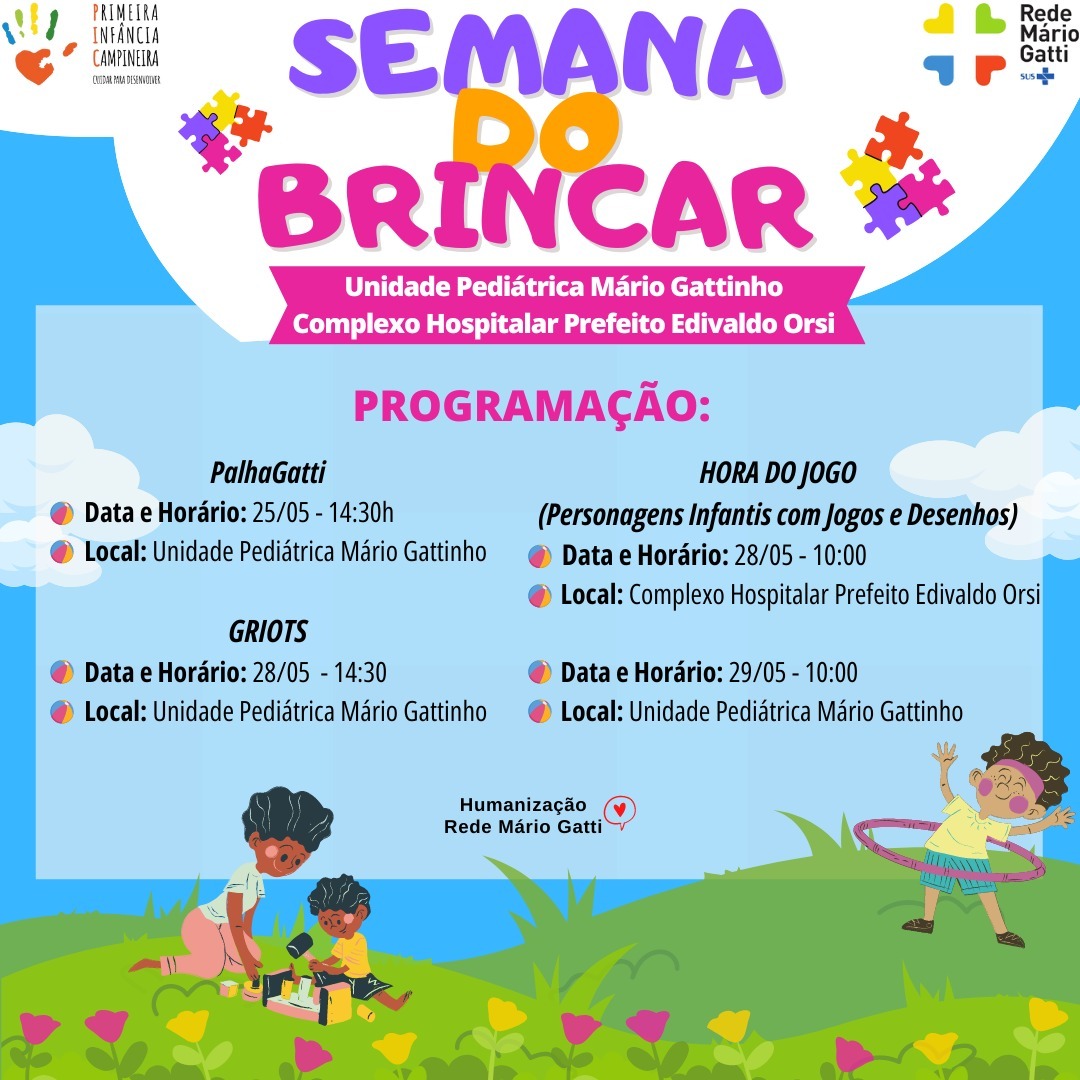 Programação da Semana do Brincar na Rede Mário Gatti 