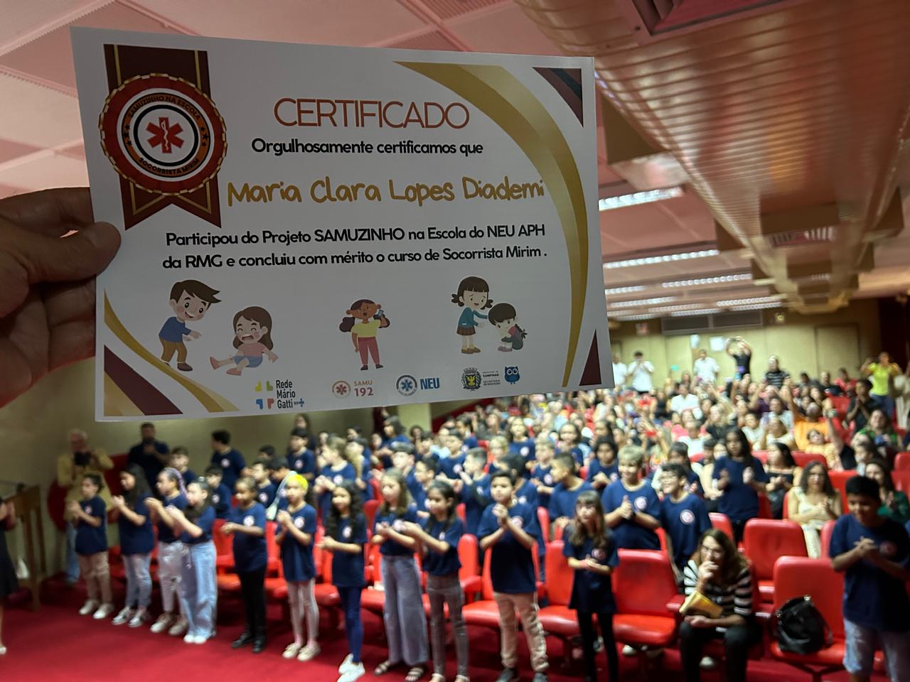 Alunos receberam certificado de participação no curso de Socorrista Mirim 