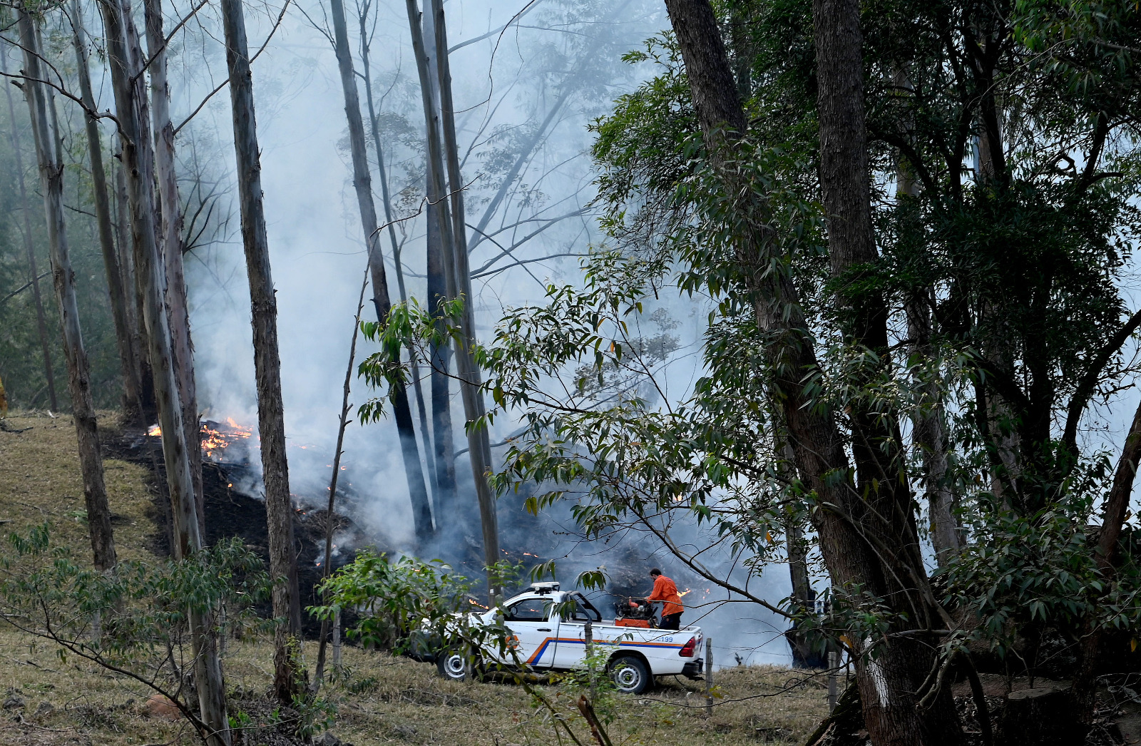 Servidor combate foco de incêndio