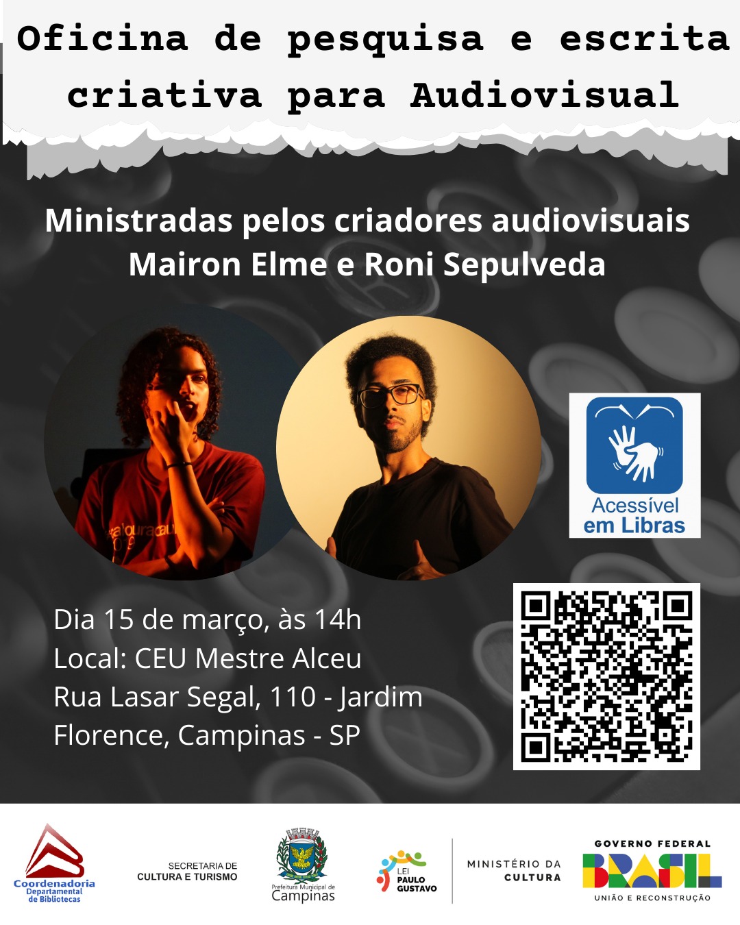 Ministrada por Mairon e Roni, a oficina ensinará as principais técnicas para criar narrativas cativantes