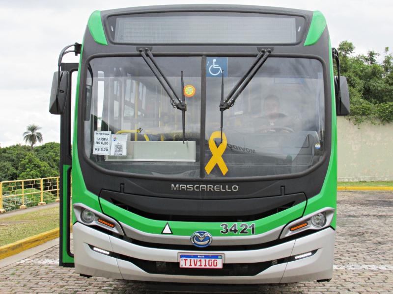 Divulgação/Emdec Laços amarelos estarão nos para-brisas dos ônibus do transporte coletivo