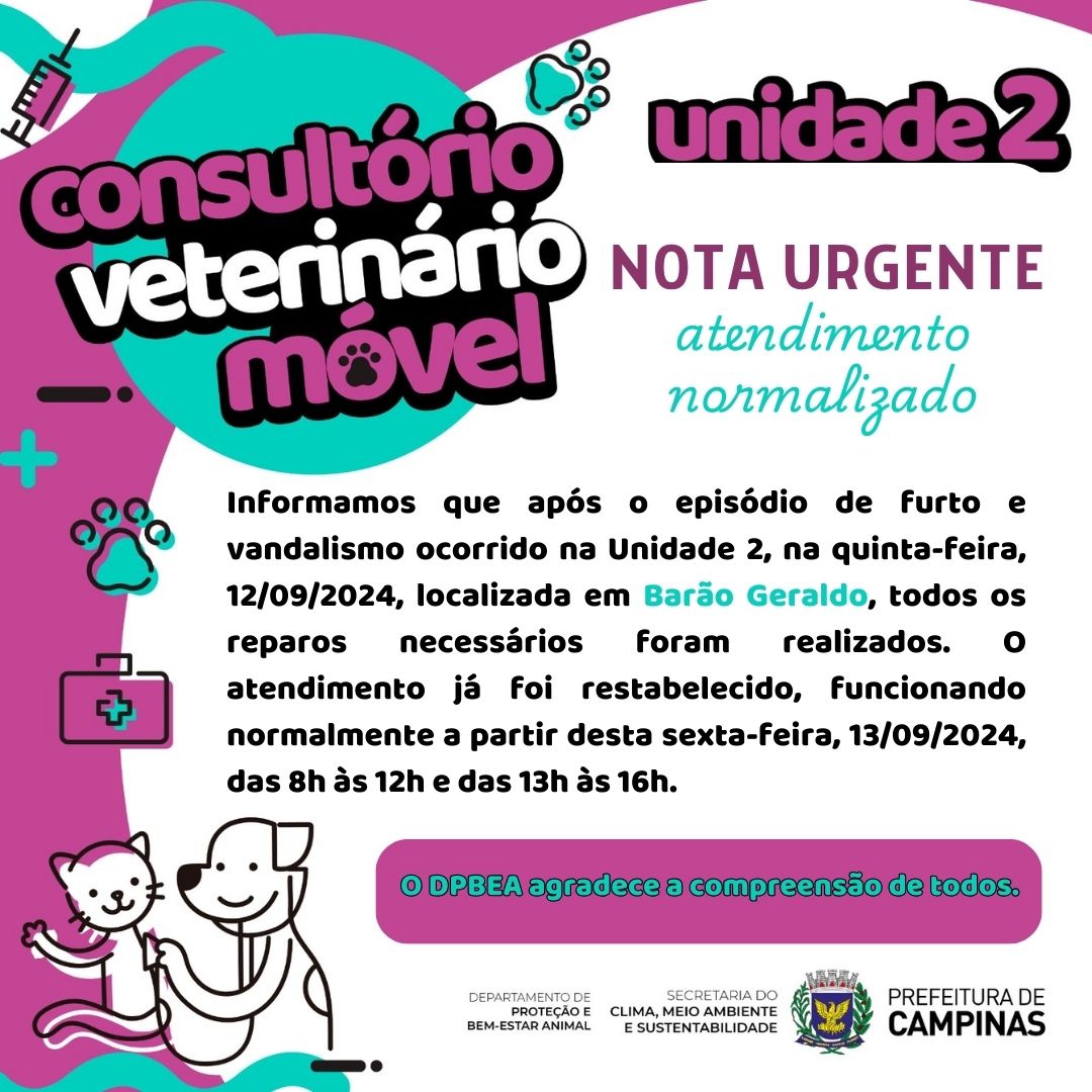 Cartaz divulga retomada do atendimento 