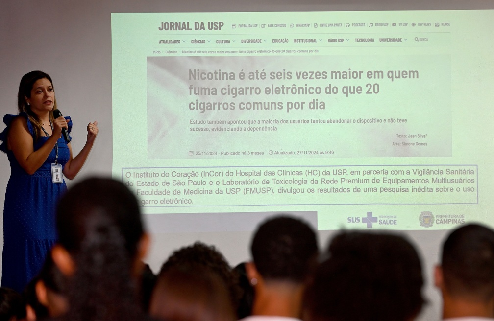 Palestrante explicou os perigos do cigarro eletrônico para a saúde