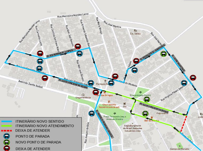 O mapa detalha os novos pontos e percursos