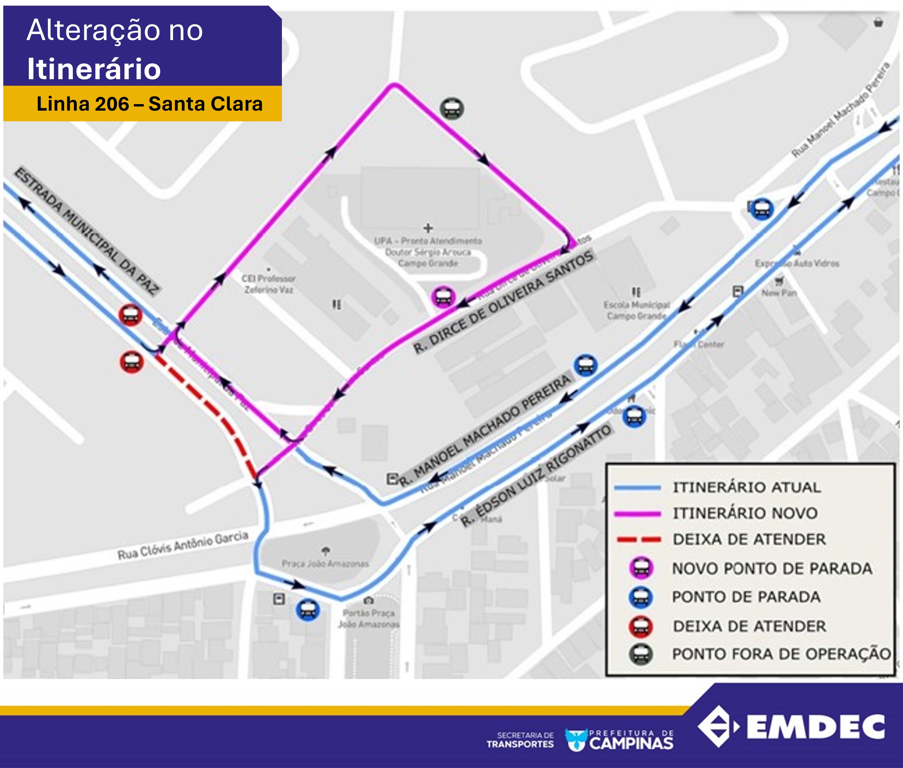 Atenção para o itinerário da Linha 206