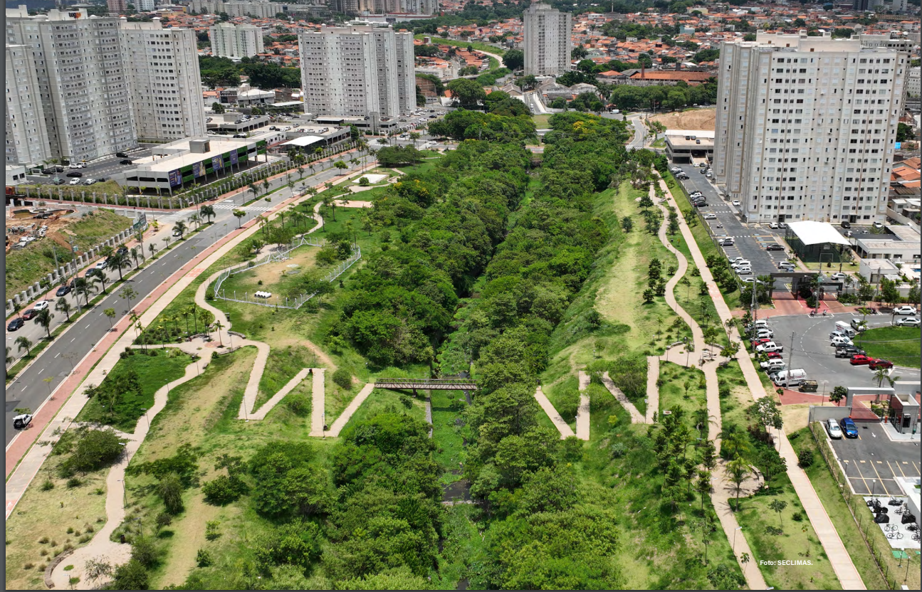 Parque Linear do Córrego Piçarrão trecho 3, na Vila Industrial, já entregue como contrapartida de um empreendimento imobiliário