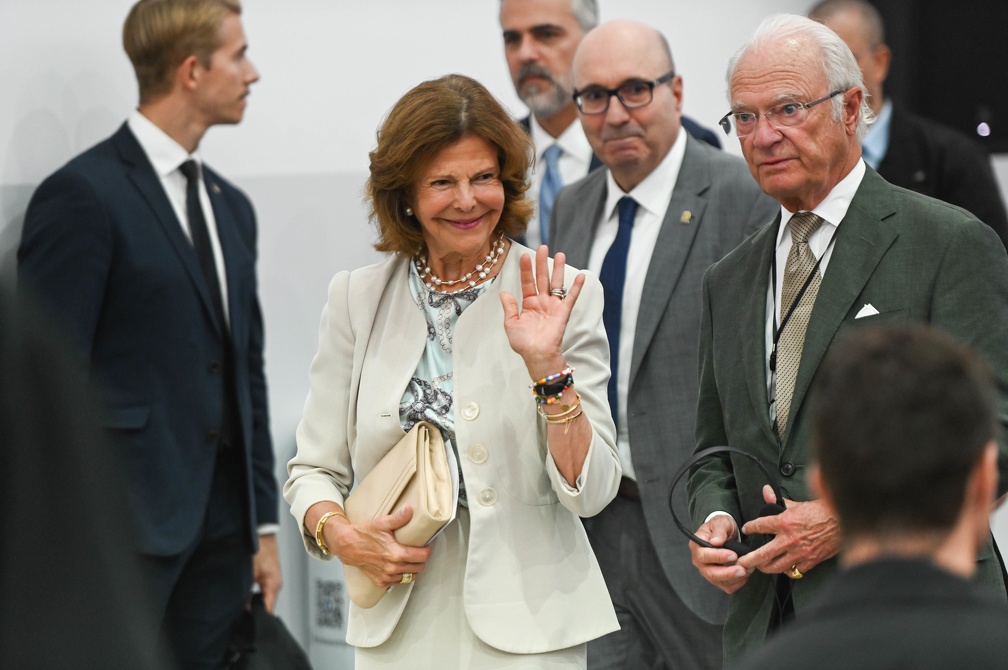 Rainha Sílvia e rei Carlos XVI Gustavo durante visita a Campinas