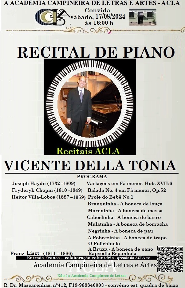 Reconhecido internacionalmente, o pianista Vicente Della Tonia é coordenador e professor de piano na Georgia State University