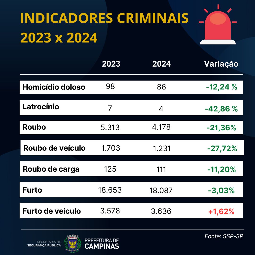 Divulgação Levantamento reuniu números dos boletins de ocorrências de Campinas