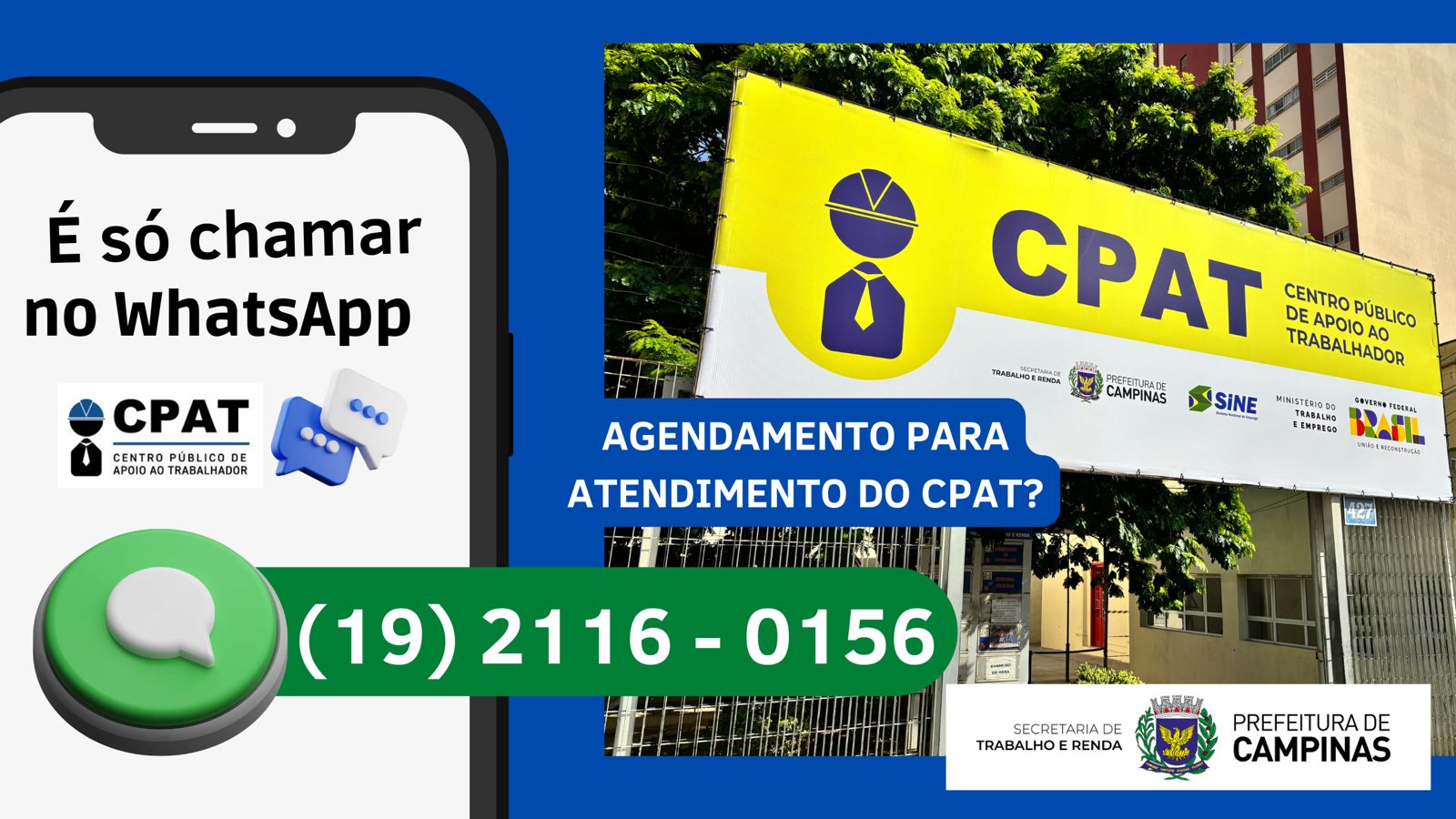 Novo serviço do CPAT: acesso pelo número (19) 2116-0156