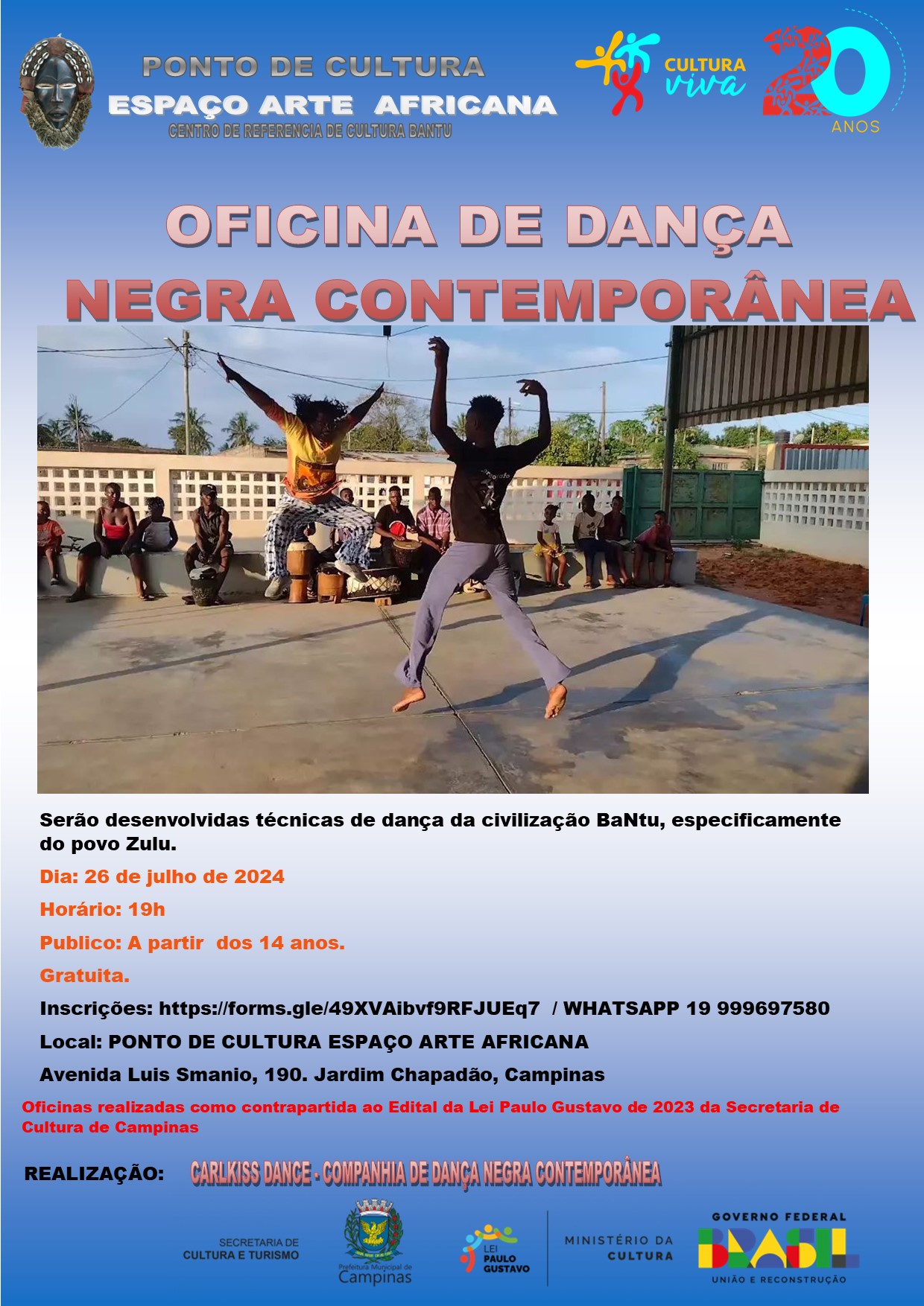 Cartaz da Oficina de Dança Negra Contemporânea