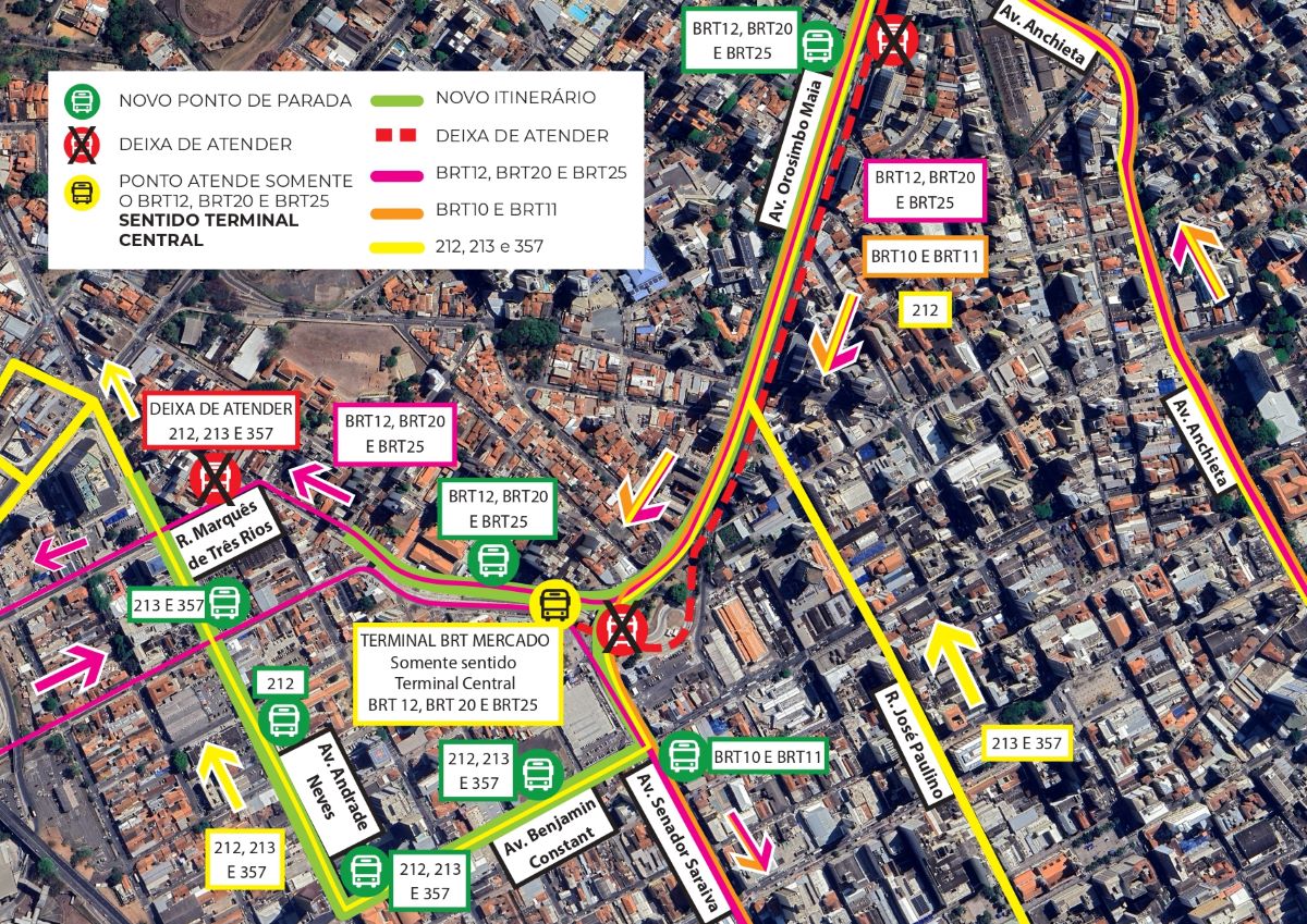 Foto: Mapa mostra linhas de ônibus que sofrerão alteração a partir desta sexta-feira, 7 de novembro, no Terminal Mercado | Crédito: Divulgação/Emdec Mapa mostra linhas de ônibus que sofrerão alteração a partir desta sexta-feira, 7 de novembro, no Terminal Mercado